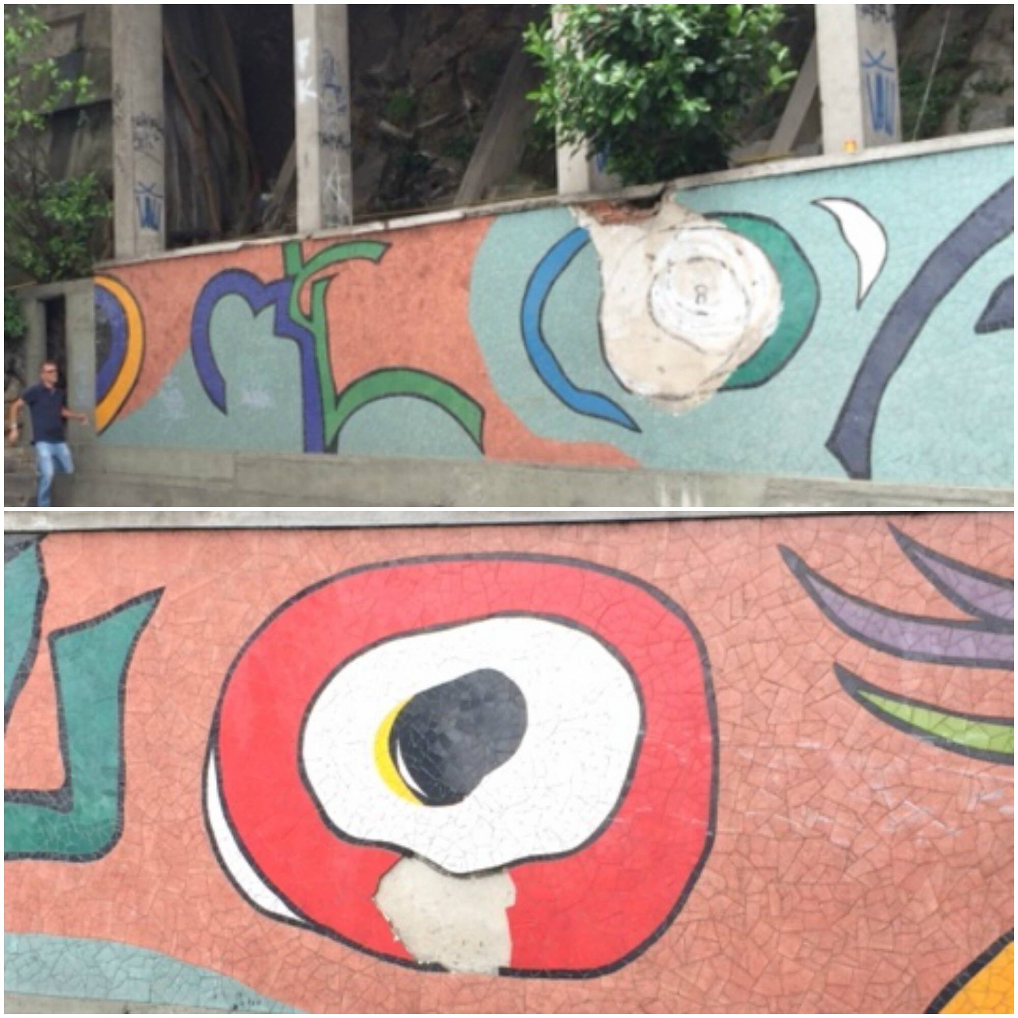Painel na Avenida Niemeyer, na encosta do Morro do Vidigal: obra nunca foi restaurada desde a sua inauguração / Fotos: Chica Granchi