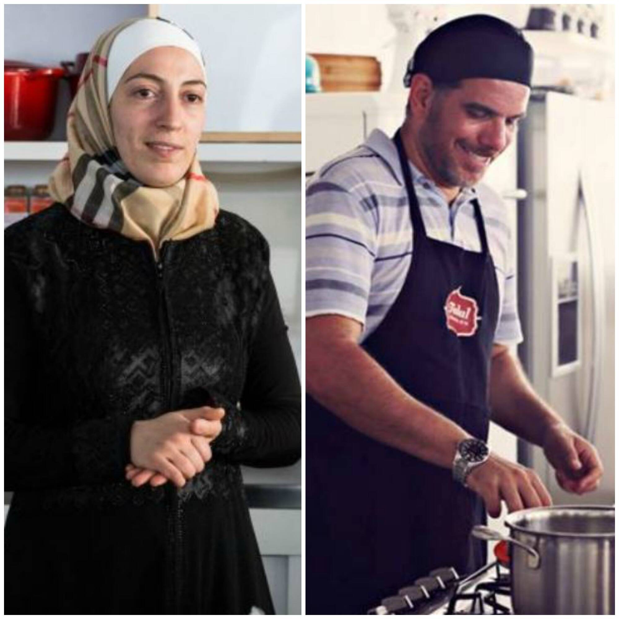 Talal Al-Tinawi e Ghazal Baranbo: o casal de refugiados sírios está no comando da cozinha do Reffetorio, nesta segunda (05/09) / Fotos: Ilana Goldsmid