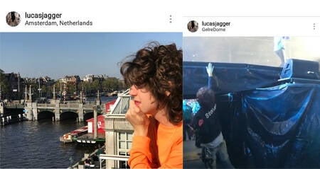 Acima, Marcelo de Carvalho e Luciana Gimenez: férias pela Europa e Lucas Jagger em dois momentos: em Amsterdan e nos bastidores do show em Arnhem, na Holanda /Fotos: Reprodução Instagram
